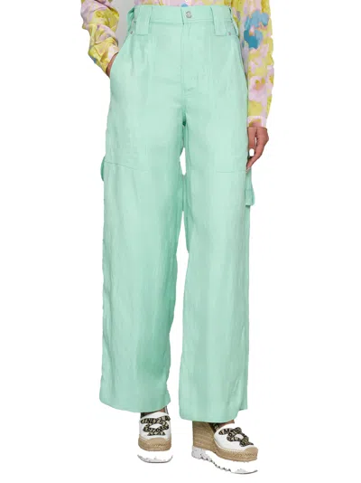 Stella Mccartney Mint Green Twill Wide-leg Pant In Blue