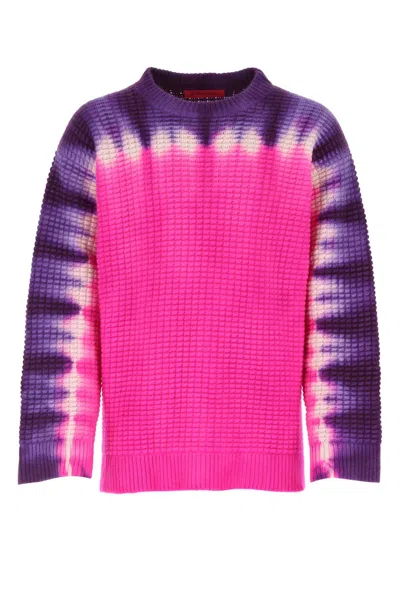 The Elder Statesman Daybreak Gradient Crew Neck Knit Sweater In Pink