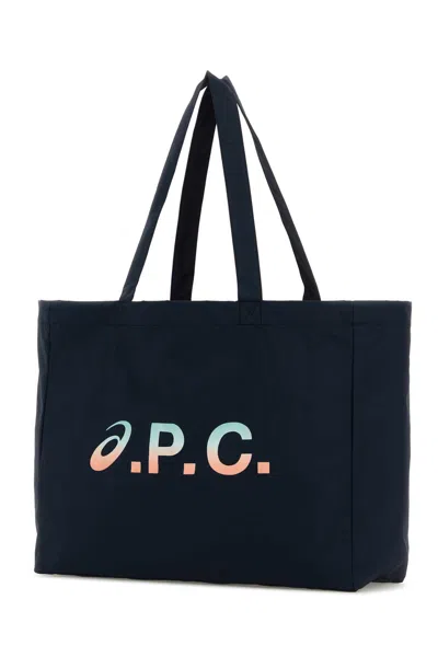 Apc Navy Blue Fabric A.p.c. X Asics  Diane Shopping Bag