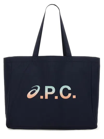Apc Navy Blue Fabric A.p.c. X Asics  Diane Shopping Bag