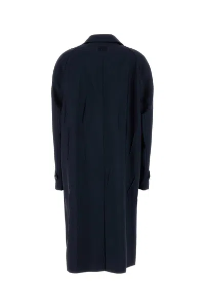 Miu Miu Soprabito Oversize In Misto Mohair Blu Navy Donna
