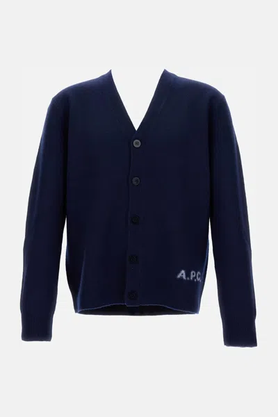 Apc A.p.c. Mens Kenny Navy V-neck Cardigan In Blue