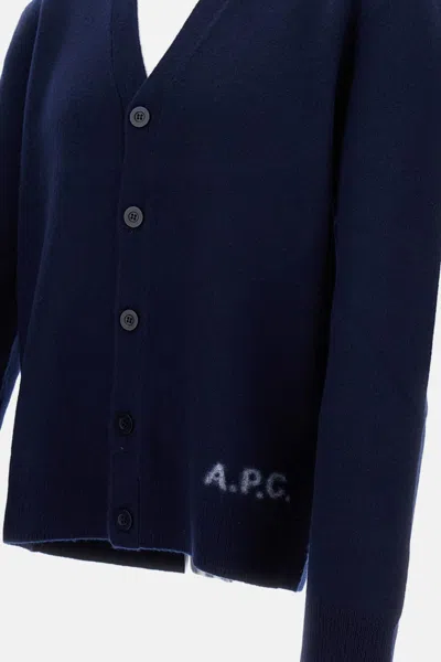Apc A.p.c. Mens Kenny Navy V-neck Cardigan In Blue