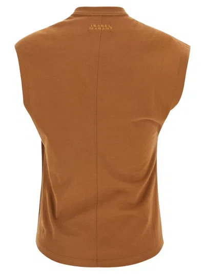 Isabel Marant Sleeveless Crew Neck Top With Knot Detail In Brown