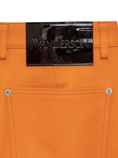 Jw Anderson Orange Leather Pant In Orange