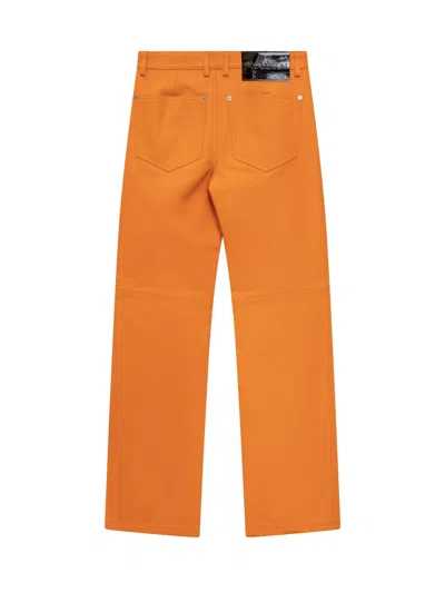 Jw Anderson Orange Leather Pant In Orange