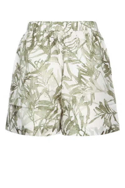 Brunello Cucinelli Light Green Herbarium-print Shorts In Green