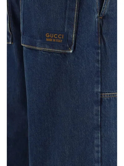 Gucci Men Jeans With Logo In Blue