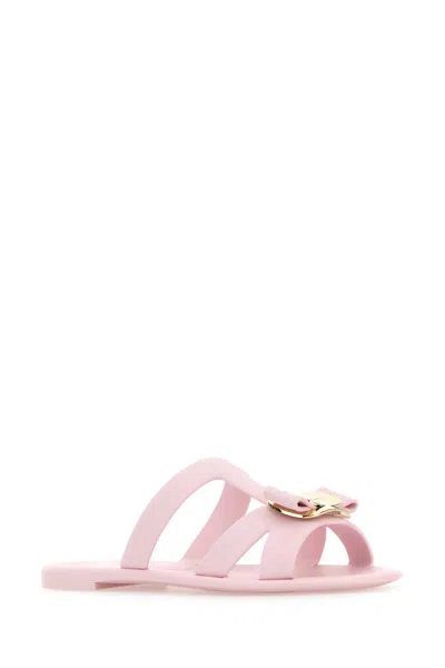 Ferragamo Pastel Pink Rubber Lilou Slippers
