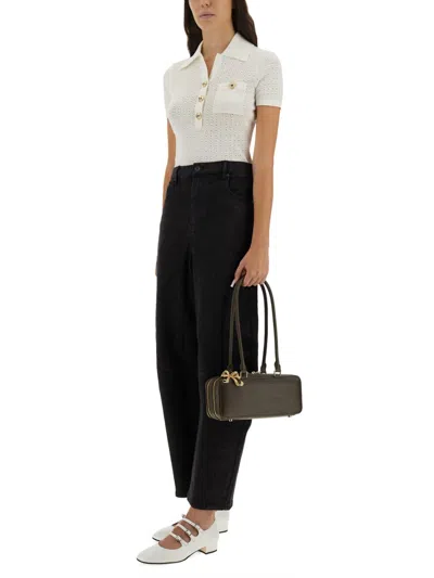 Self-portrait Perforated Knit Top In White