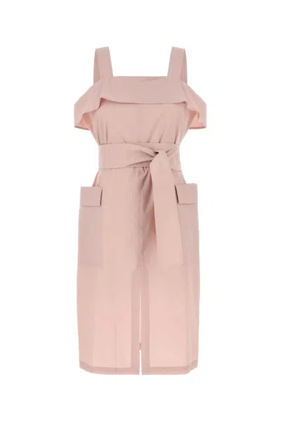 Weekend Max Mara Cotton Dress Belted Waist In Pink