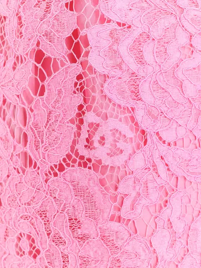 Dolce & Gabbana Midi Dress In Floral Cordonnet Lace In Pink