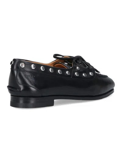 Bally Round Toe Studded Leather Loafers In Black