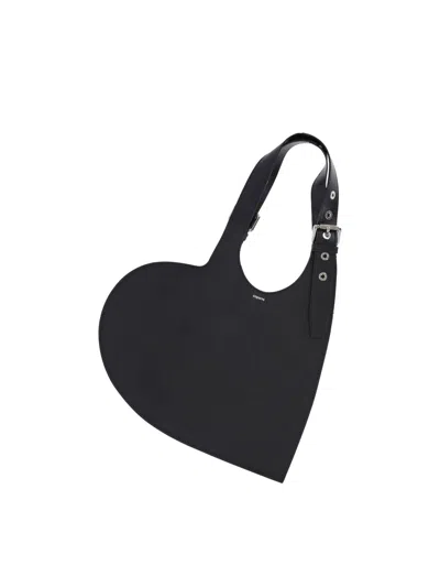 Coperni Asymmetrical Heart-shaped Shoulder Bag In Black