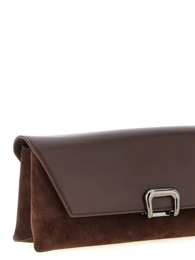 Brunello Cucinelli Tailored Clutch With Suede And Metal In Burgundy