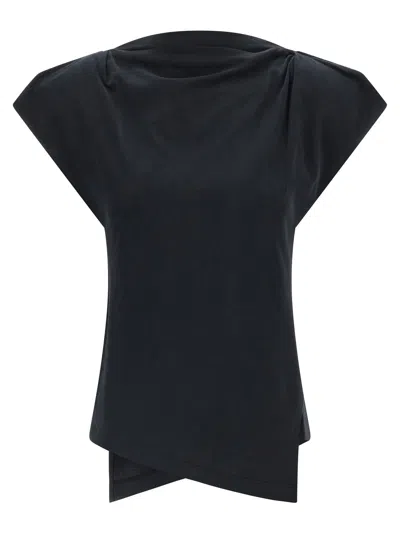 Isabel Marant Sebani Asymmetric Cotton-jersey T-shirt In Black