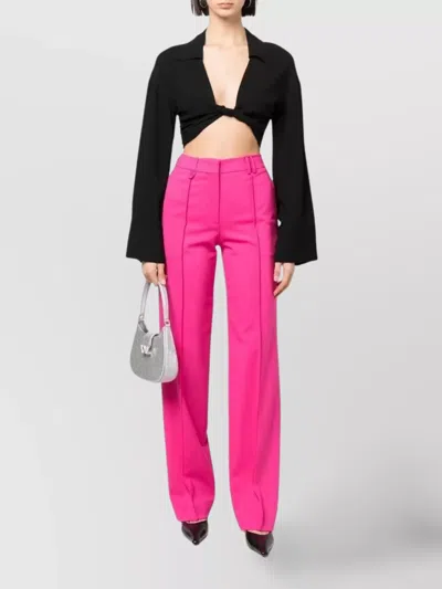 Blumarine Cropped Blouse With Twisted Front And Flared Sleeves In Black