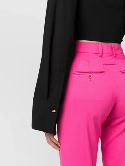 Blumarine Cropped Blouse With Twisted Front And Flared Sleeves In Black