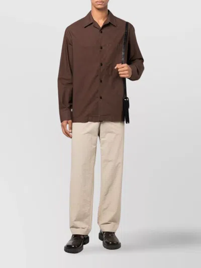 Nanushka Relaxed Fit Trousers With Elastic Waistband And Textured Fabric In Neutral