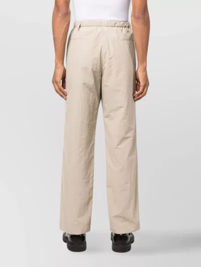 Nanushka Relaxed Fit Trousers With Elastic Waistband And Textured Fabric In Neutral