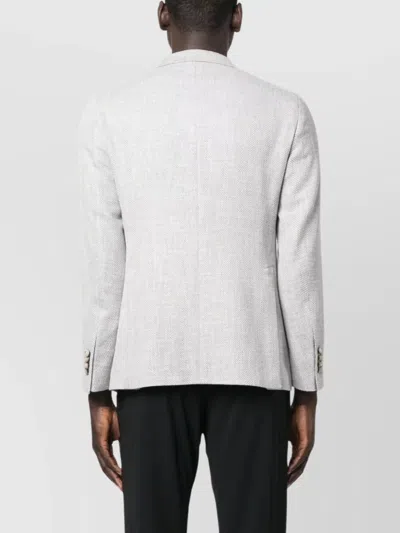 Tagliatore Herringbone-pattern Single-breasted Blazer In Gray