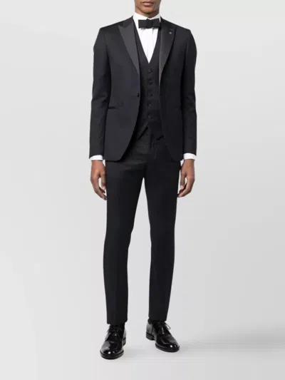 Tagliatore Suit With Satin Lapels And Waistcoat In Black