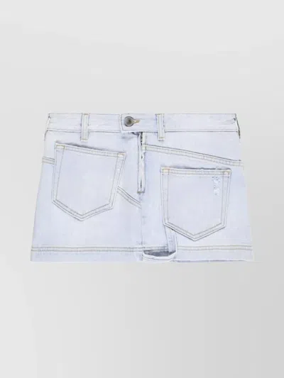 Attico Mini Skirt With Belt Loops And Pockets In Blue