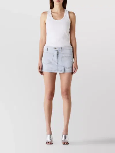 Attico Mini Skirt With Belt Loops And Pockets In Blue