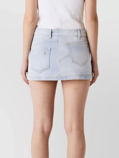 Attico Mini Skirt With Belt Loops And Pockets In Blue