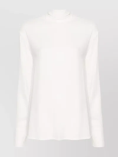 Fabiana Filippi Long Sleeve Top With High Neck And Bow Detail In White