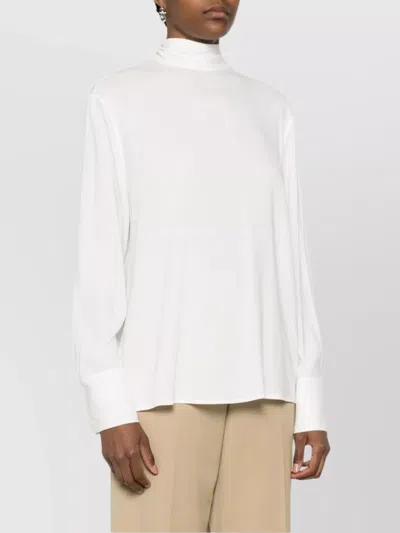 Fabiana Filippi Long Sleeve Top With High Neck And Bow Detail In White