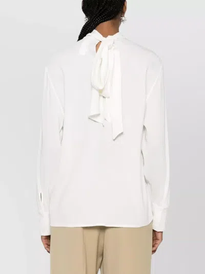 Fabiana Filippi Long Sleeve Top With High Neck And Bow Detail In White