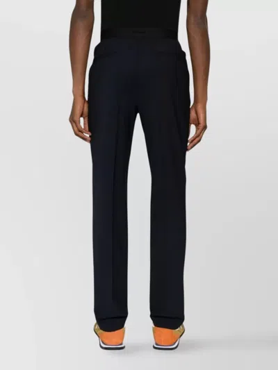 Msgm Navy Wool Blend Pantalone Trousers In Black