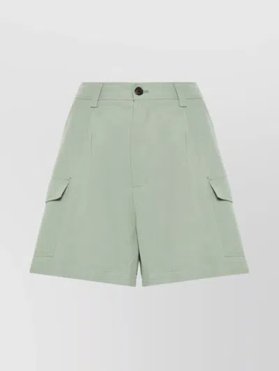 Woolrich Breathable Linen Viscose Shorts For Warm Weather In Green