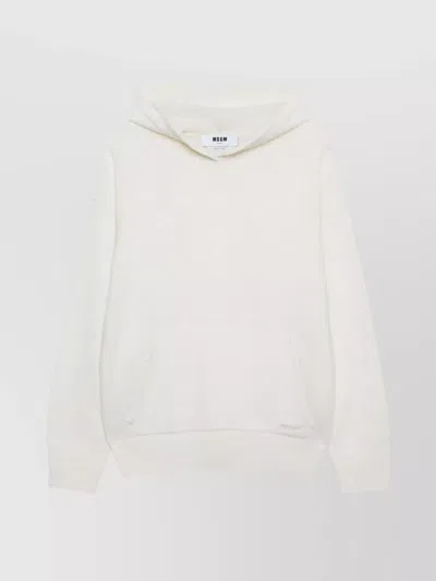 Msgm Oversized Wool-cashmere Sweater With Hood In White