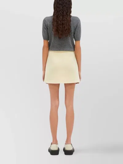 Msgm High Waist A-line Mini Skirt In Textured Fabric In White