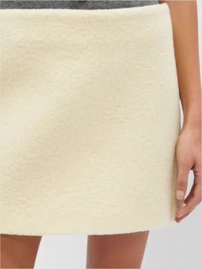 Msgm High Waist A-line Mini Skirt In Textured Fabric In White