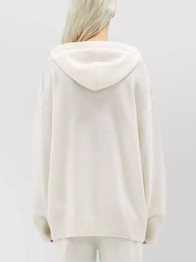 Msgm Oversized Wool-cashmere Sweater With Hood In White
