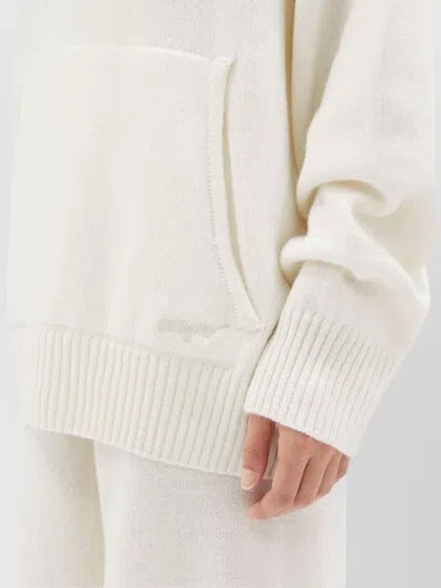 Msgm Oversized Wool-cashmere Sweater With Hood In White
