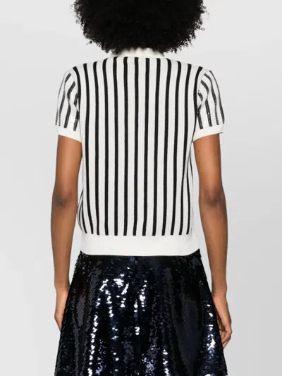Msgm Knitwear Polo Collar Sequin Striped Short Sleeves In Multi