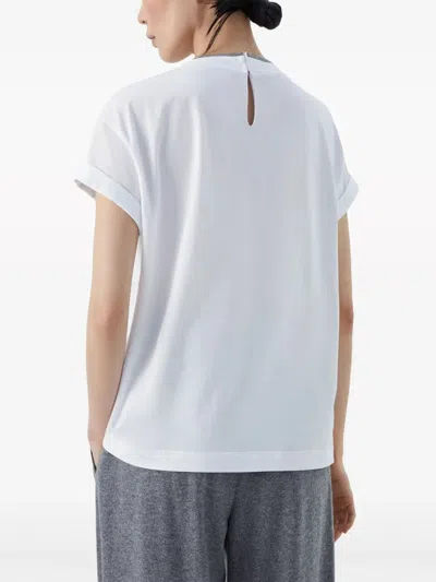 Brunello Cucinelli Cotton Crewneck Short Sleeve T-shirt In White