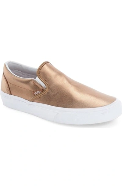 Vans Classic Slip-on Sneaker (women) In Metallic Rose Gold/ True White