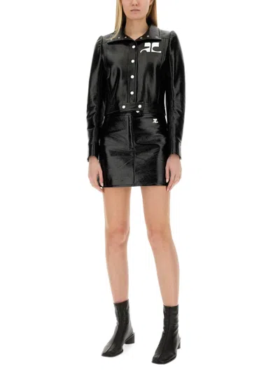 Courrèges Black Vinyl Jacket In Black