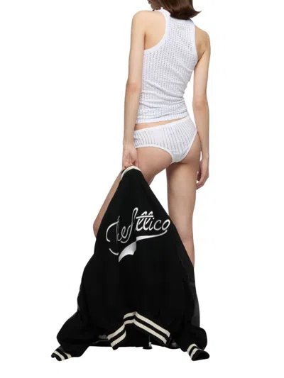 Attico White Tank Top With Rhinestones In Grey