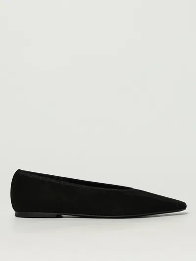Totême 10mm Minimalist Velvet Ballerina Flats In Black