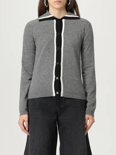 Marni Womens 00n60 Colour-block Brand-embroidered Wool Cardigan In Gray