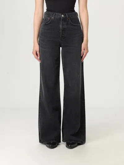 Agolde Dame High Rise Wide Leg Jeans No Cuff In Black