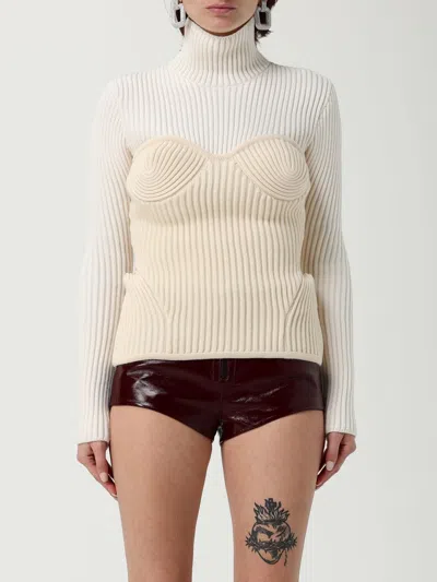 Jean Paul Gaultier Ribbed Corset Sweater In Neutral