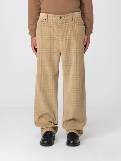 Burberry Sand-coloured Check Corduroy Trousers In Brown