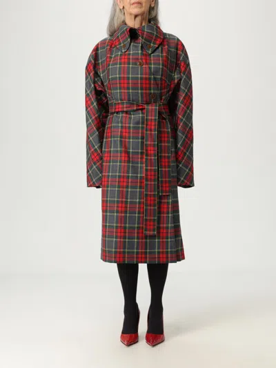 Vivienne Westwood Wool Coat Belted Waist Checkered Pattern In Multi